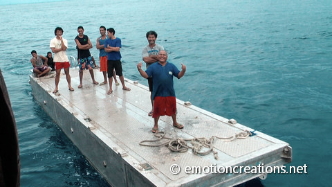 On the barge for carrying people and stuffs to and from the islands